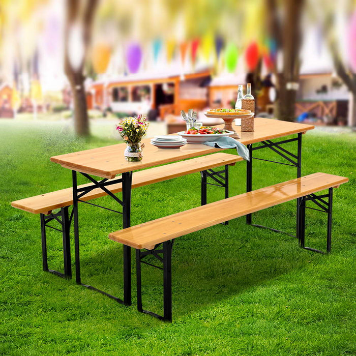 Foldable garden table and bench