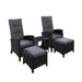 Outdoor Patio Furniture Recliner Chairs Table Setting Wicker Lounge 5pc Black