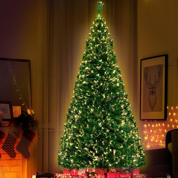 Christmas Tree 2.1M 7FT LED Xmas Fibre Optic Multi Warm White