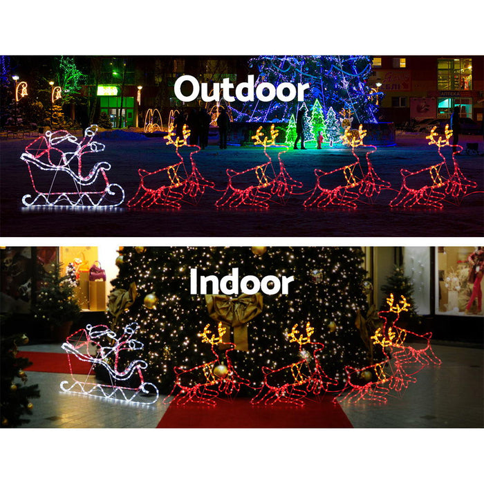 Christmas Motif Lights LED Rope Reindeer Waterproof Colourful Xmas