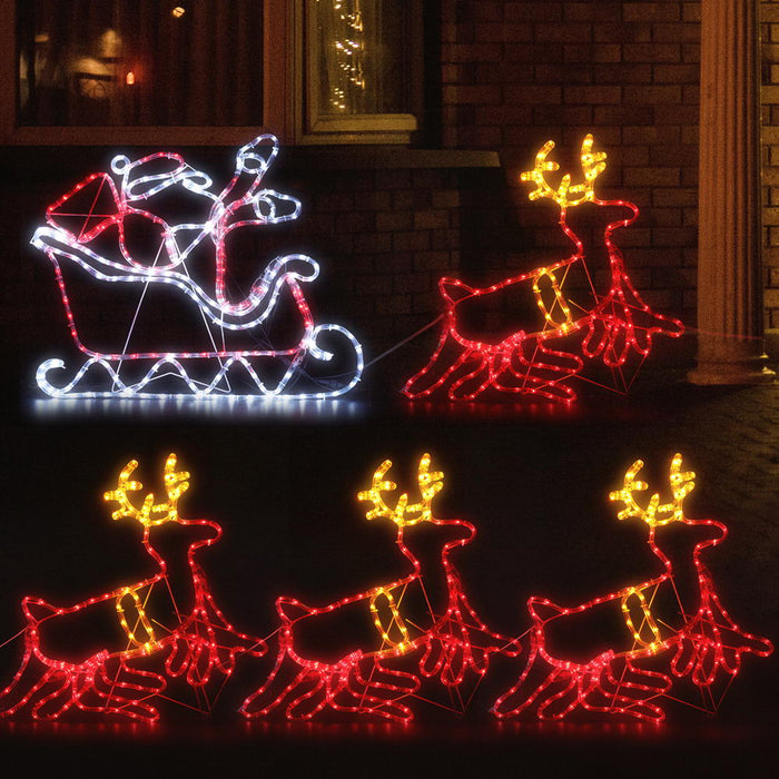 Christmas Motif Lights LED Rope Reindeer Waterproof Colourful Xmas